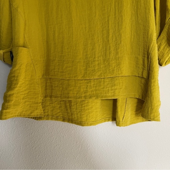 Ali Miles Boho Tunic | Size PM | Artsy Chartreuse Lagenlook Blouse Top - Picture 5 of 11